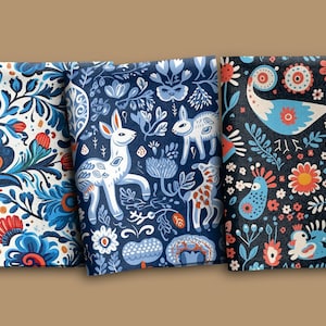 Whimsical Scandinavian Seamless Folk Art Patterns, Folk Art Pattern ...