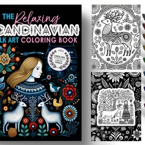 The Relaxing Scandinavian Folk Art Digital Coloring Book, Printable Coloring Pages, Rosemaling Coloring Book Pages, Folk Art Coloring Book