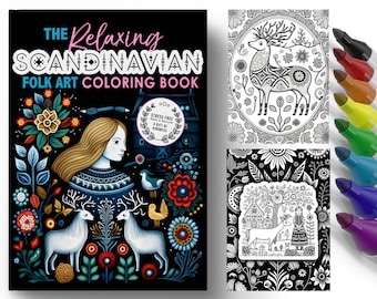 Scandinavian Folk Art Coloring Book: Rosemaling Designs (Digital Download, PDF