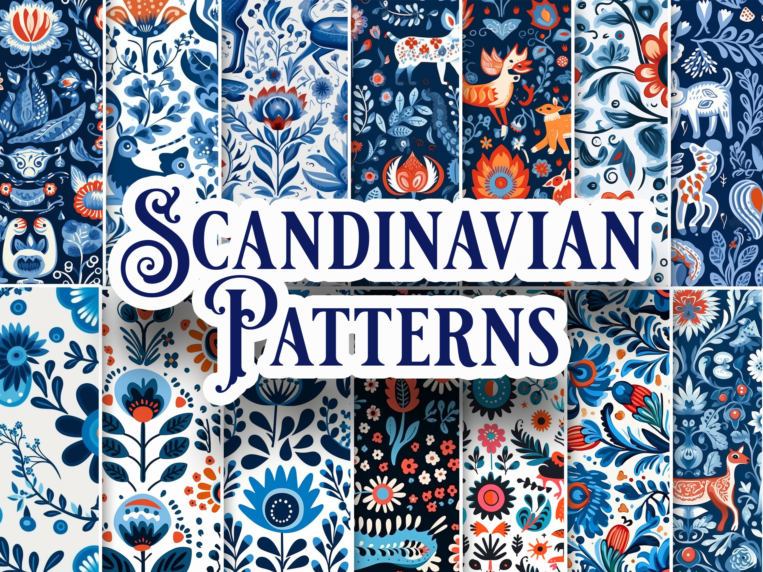 15 Scandinavian Folk Art Patterns, Seamless Pattern Bundle, Floral Pattern,  Svg, Digital Paper, Instant Download, Scrapbook, Floral Papers - Etsy