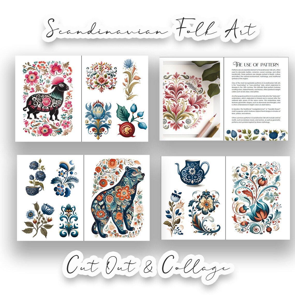Scandinavian Folk Art Cut Out Book: Collage & Paper Craft (digital ...