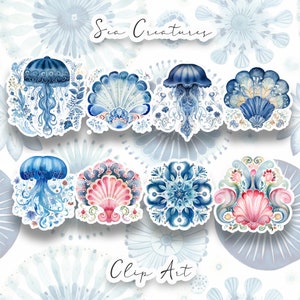 Rosemaling Sea Creature clip art collection Vol. 1 instant image 3