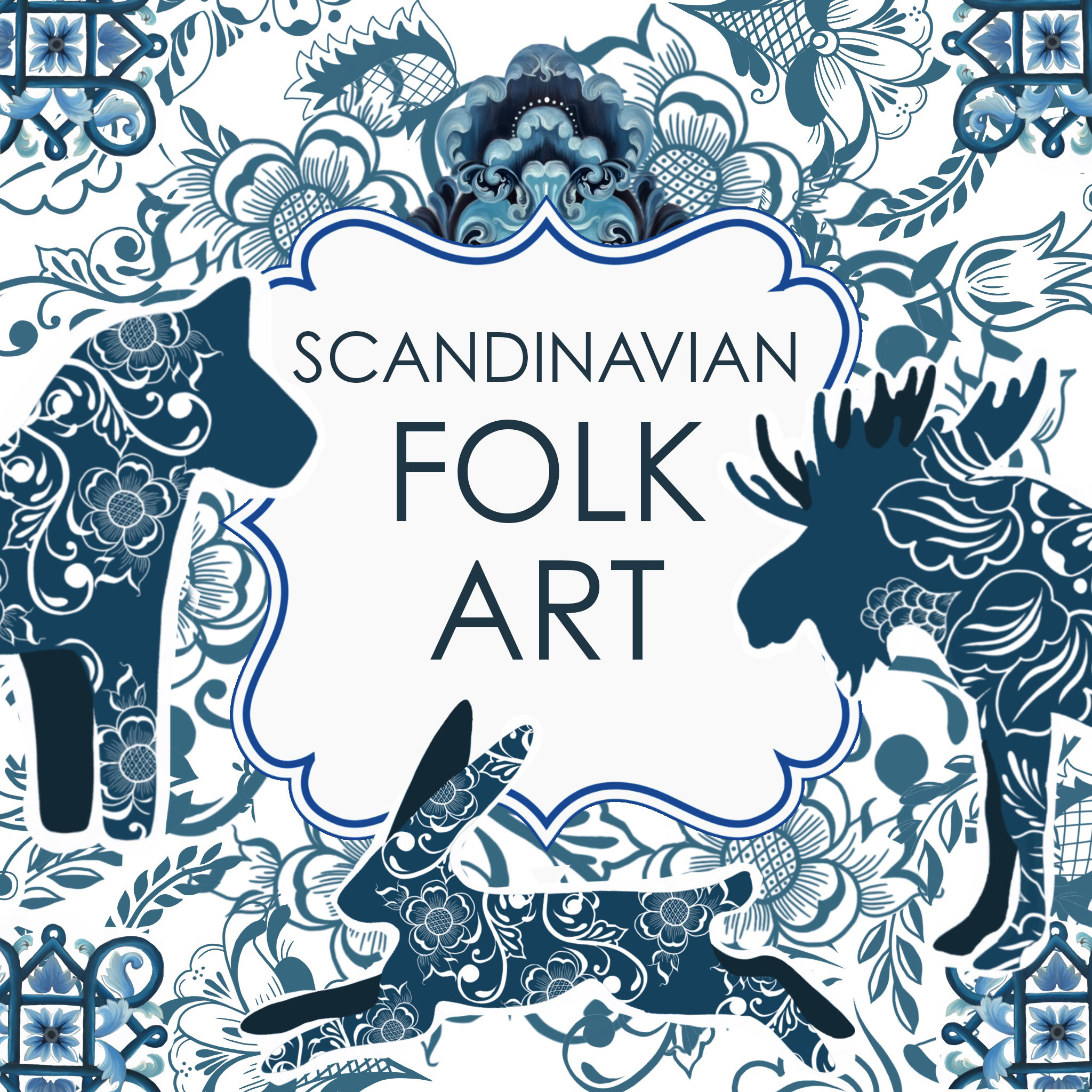 Scandinavian Folk Art Study 011 Digital Art by Nordic Print Studio - Fine  Art America