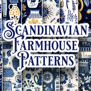 Arte popolare scandinava della fattoria, pacchetto di modelli scandinavi senza cuciture, pacchetto di modelli nordici senza cuciture, pacchetto di modelli retrò, arte della fattoria