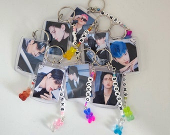 Kpop keychain / pendant / Ateez pendant with homemade photocard