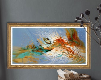 Beautiful abstract picture "Antheia" on 30 x 60 cm canvas art unique original acrylic acrylic pouring acrylic pouring pearl pour floral flowers