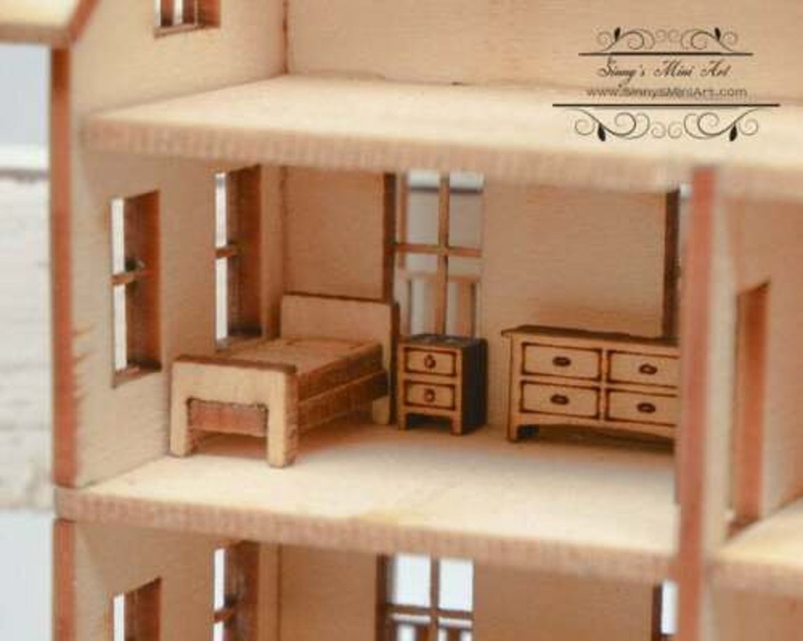 1144 Laser Cut Dollhouse Four Room Furniture Kit / DIY Etsy