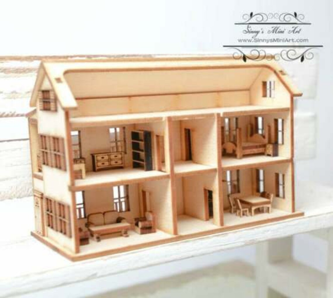 1144 Laser Cut Dollhouse Four Room Furniture Kit / DIY Etsy