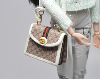 1:6 Miniature Doll Handbag White/ Doll Purse Miniature luxury Bag MJ C74