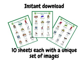 Outdoor town scavenger hunt for children walk activity home school activity   Town Treasure Hunt | 10 sheets | INSTANT DOWNLOAD