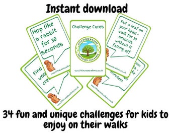 Activities for outdoor kids gift for nature lovers present for active children Woodland Challenge Cards | Digital Download