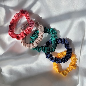 Mini Satin Hair Scrunchies | Skinny Scrunchy | Kids Hair Accessories | Satin Scrunchies | Hairtie | Sports Hair Accessories | Fall Scrunchie