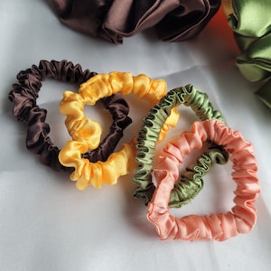 Mini Satin Hair Scrunchies | Skinny Scrunchy | Kids Hair Accessories | Satin Scrunchies | Hairtie | Sports Hair Accessories | Fall Scrunchie image 2