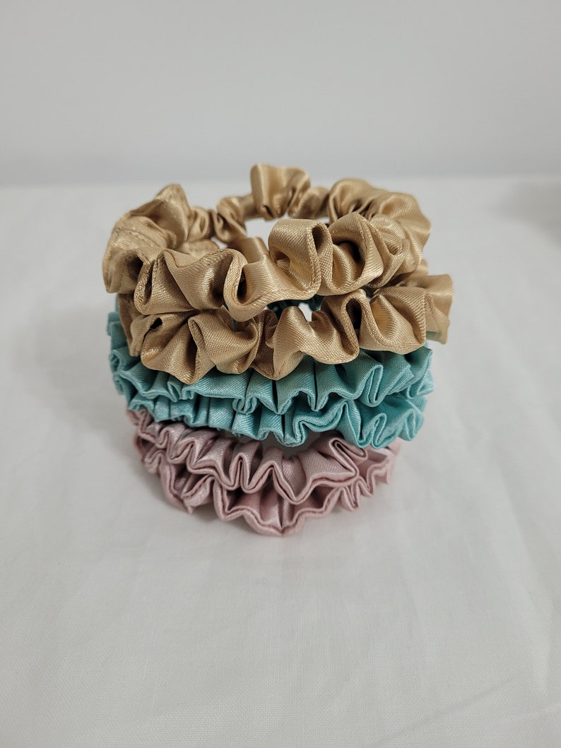 Mini Satin Hair Scrunchies | Skinny Scrunchy | Kids Hair Accessories | Satin Scrunchies | Hairtie | Sports Hair Accessories | Fall Scrunchie Jasmine Blue