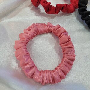 Mini Satin Hair Scrunchies | Skinny Scrunchy | Kids Hair Accessories | Satin Scrunchies | Hairtie | Sports Hair Accessories | Fall Scrunchie Pink