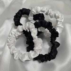 Mini Satin Hair Scrunchies | Skinny Scrunchy | Kids Hair Accessories | Satin Scrunchies | Hairtie | Sports Hair Accessories | Fall Scrunchie White