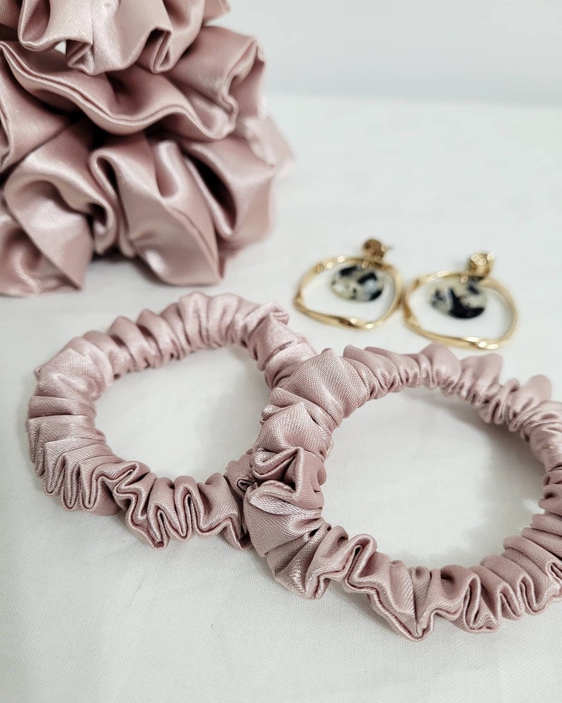 Mini Satin Hair Scrunchies | Skinny Scrunchy | Kids Hair Accessories | Satin Scrunchies | Hairtie | Sports Hair Accessories | Fall Scrunchie image 5