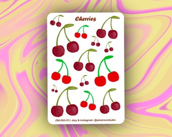 Cherry sticker sheet (matte/glossy) - cute planner/journal/bujo stickers