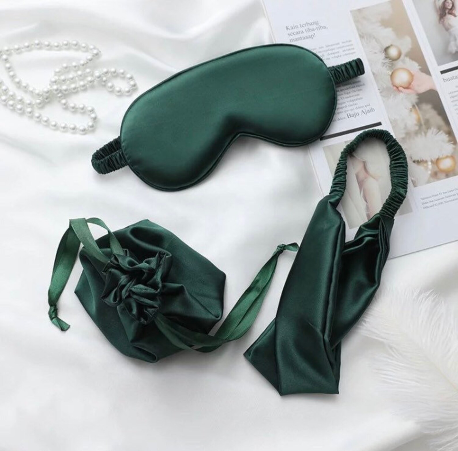 UK Luxury Green Silk Eye Mask mothers day gift from daughter Etsy