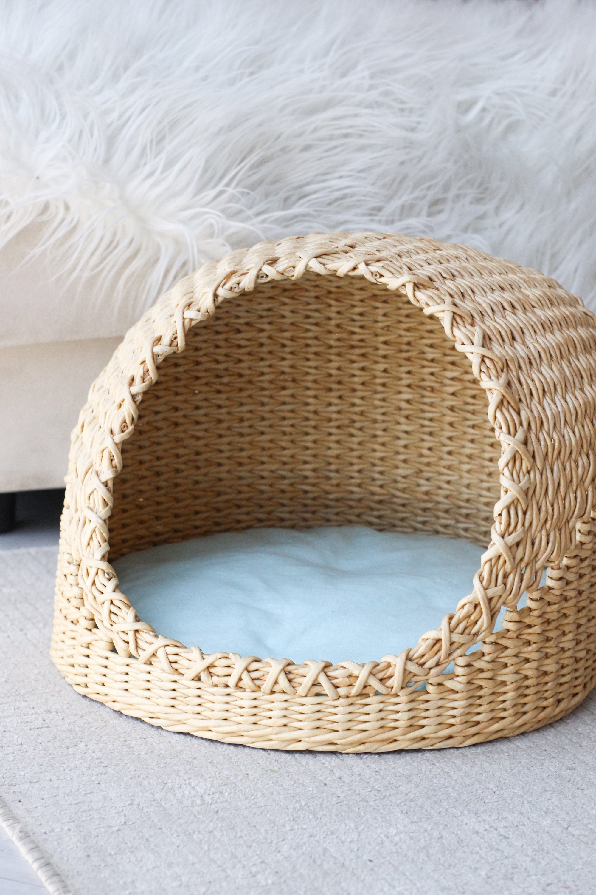 Ecovine Wicker Cat's house Wicker House for Pets With Etsy