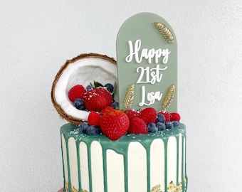 Island Theme Cake Topper | Birthday cake decorations | Green leaves decor