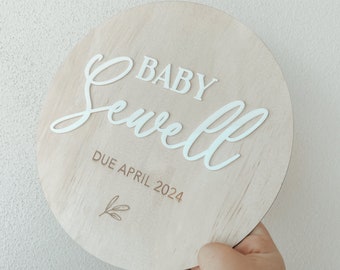 Engraved Wooden Baby Announcement Plaque - Newborn Arrival Sign