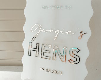 Hens Acrylic Welcome Sign | Bridal Shower Acrylic Sign | Event Signage | Hen Decor