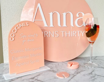 Custom Acrylic Birthday Sign | Any Age Cake or Party Decoration | Personalised Birthday Cake Topper in Multiple Colours