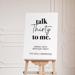 Talk thirty to me | Personalised  Sign | Modern Acrylic Sign | Event Signage