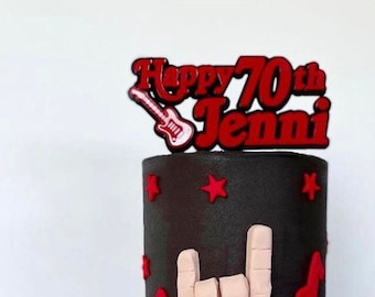 Rock and Roll Guitar Cake Topper | Custom Party Decoration