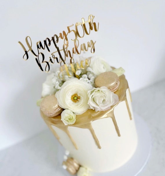 Dekora Happy 50th Taart Topper Goud - 50 jarig Gouden jubileum Dekora Happy 50th Taart Topper Goud - 50 jarig Gouden jubileum