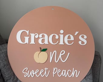 Sweet Peach 1st Birthday Acrylic Sign | Frosted Blush Pink Event Decor