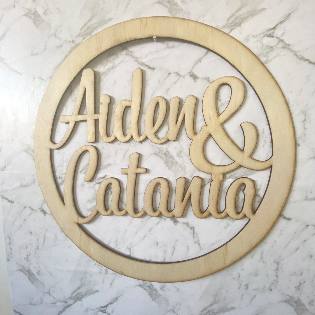 Rustic Circle. Sign Personalised Wedding Wooden Circle | Round Hoop | Rustic Wall Sign ...