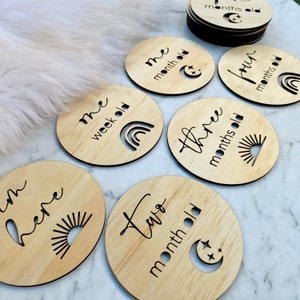 Boho Baby Milestone Cards | Wooden Milestone disks | Baby photo prop | Baby Shower Gift