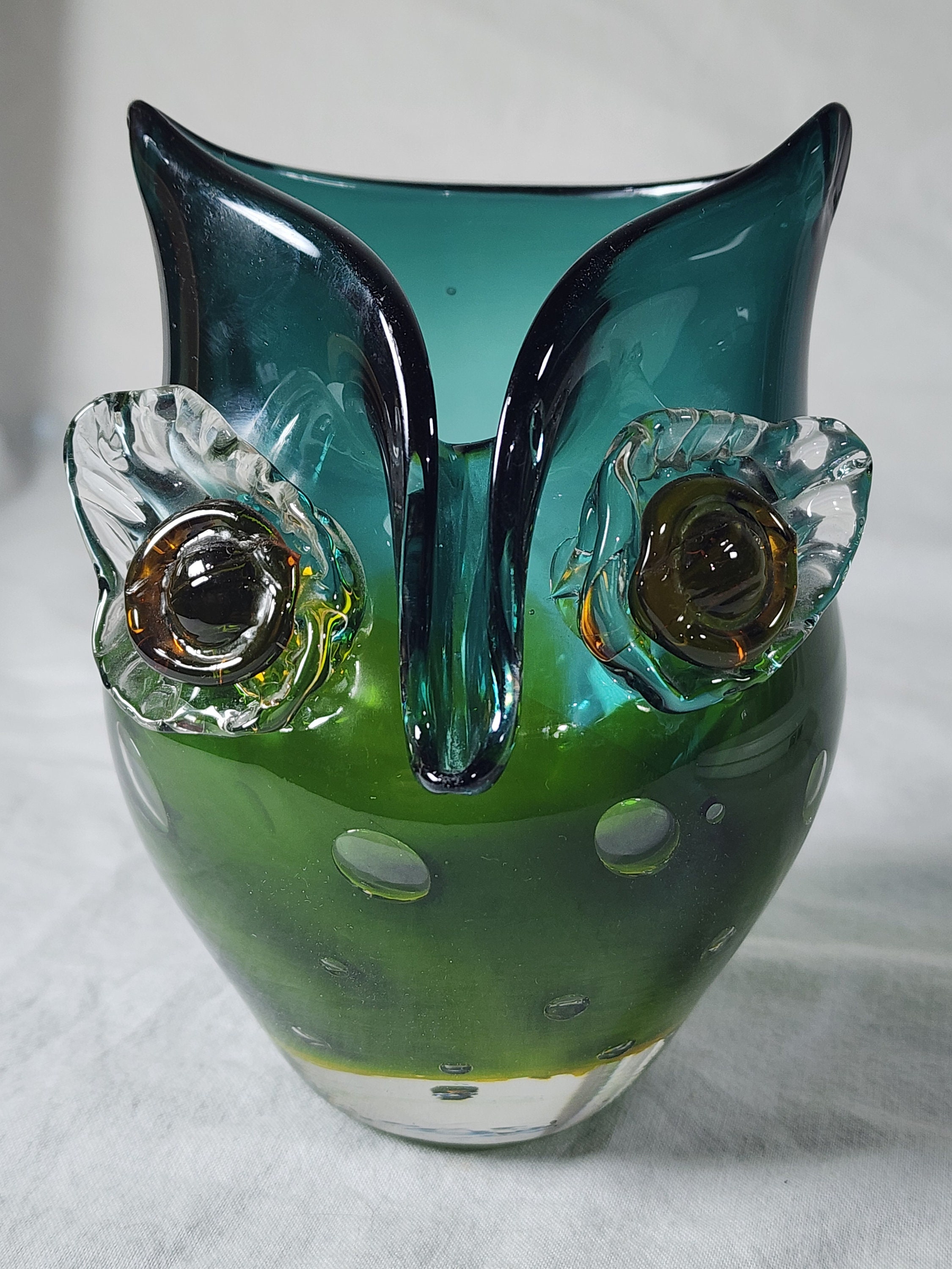 Owl Vase-Art Glass Owl Vase-Art Glass