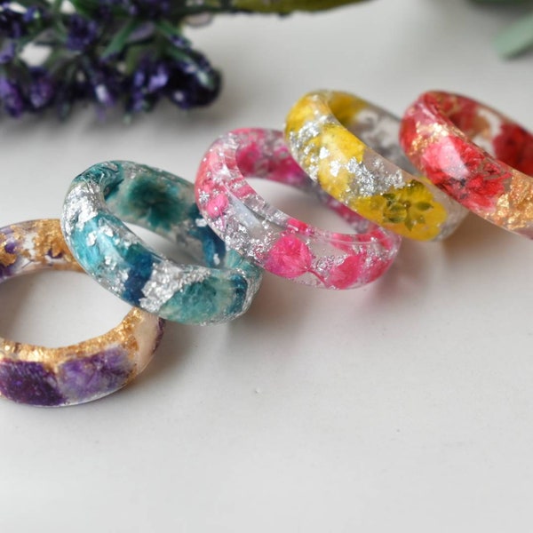 Resin Rings Flower Etsy