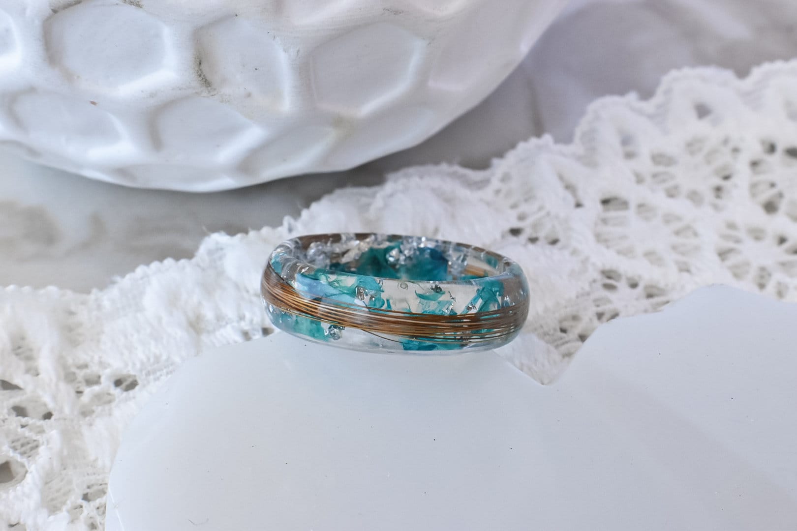 Custom Locks of Hair Keepsake Ring Pet Fur Ring Real Flowers, Babys First Curl Keepsake, Memorial Ring Flower Preservation