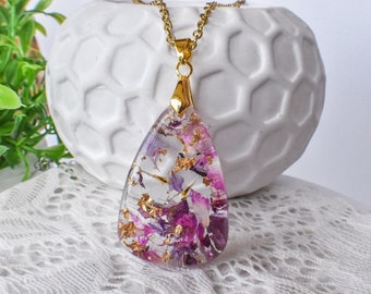 Custom Flower Preservation Necklace Made with YOUR Flowers, Dried Flower Jewelry, Wedding Bouquet Keepsake, Memorial Flower Keepsake