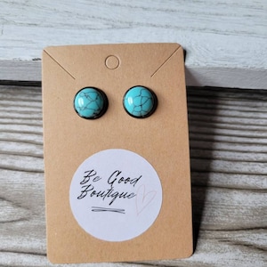 Black stud earrings with turquoise