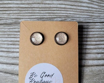 Glitter gold stud earrings