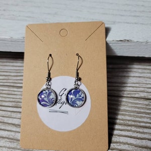 Blue scroll earrings