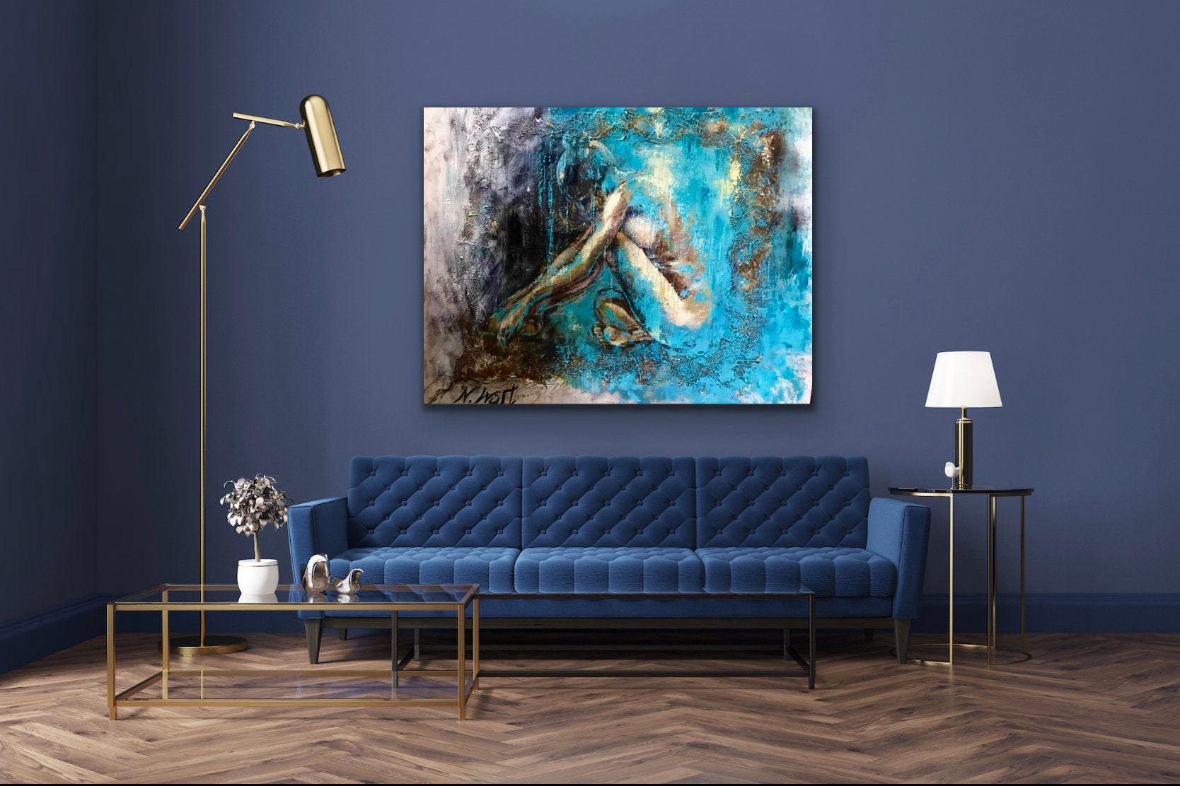 Nude Female Original Art Naked Women Erotic Painting Bedroom Wall Art