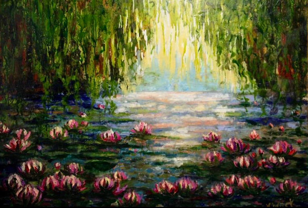 Blooming Lotus Flower Water Lily Original Oil Painting Impasto - Etsy