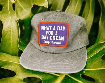 What a day for a daydream Patch Cap | faded unstructured vintage style navy baseball hat.