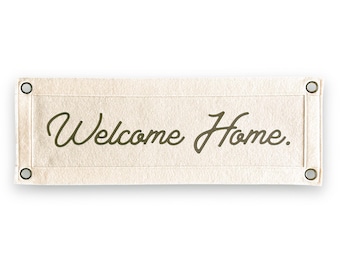 Welcome Home Felt Nook Banner | 7 x 20 inch | Felt Pennant Flag Banner | Vintage Banner | Wall Decor