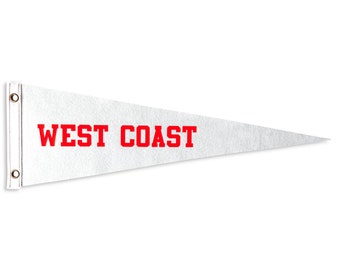West Coast Pennant | Travel Felt Pennant Flag Banner | Nautical Vintage Style | Wall Decor