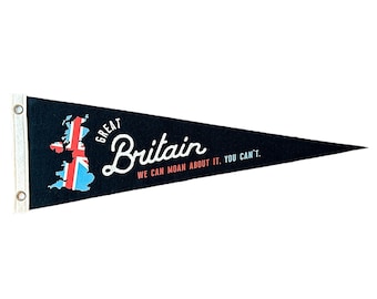 Great Britain Pennant | Travel Felt Pennant Flag Banner | Vintage Style | Wall Decor | We Can Moan About it You Can’t