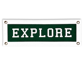 Explore Felt Nook Flag Banner | 7 x 20 inch | Felt Pennant Flag Banner | Wall Decor