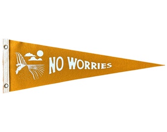 No Worries PennantNew Zealand | Travel Felt Pennant Flag Banner | Vintage Style | Wall Decor