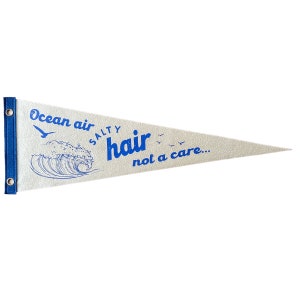 Ocean air Salty hair Not a care Pennant | Travel Felt Pennant Flag Banner | Nautical Vintage Style | Wall Decor